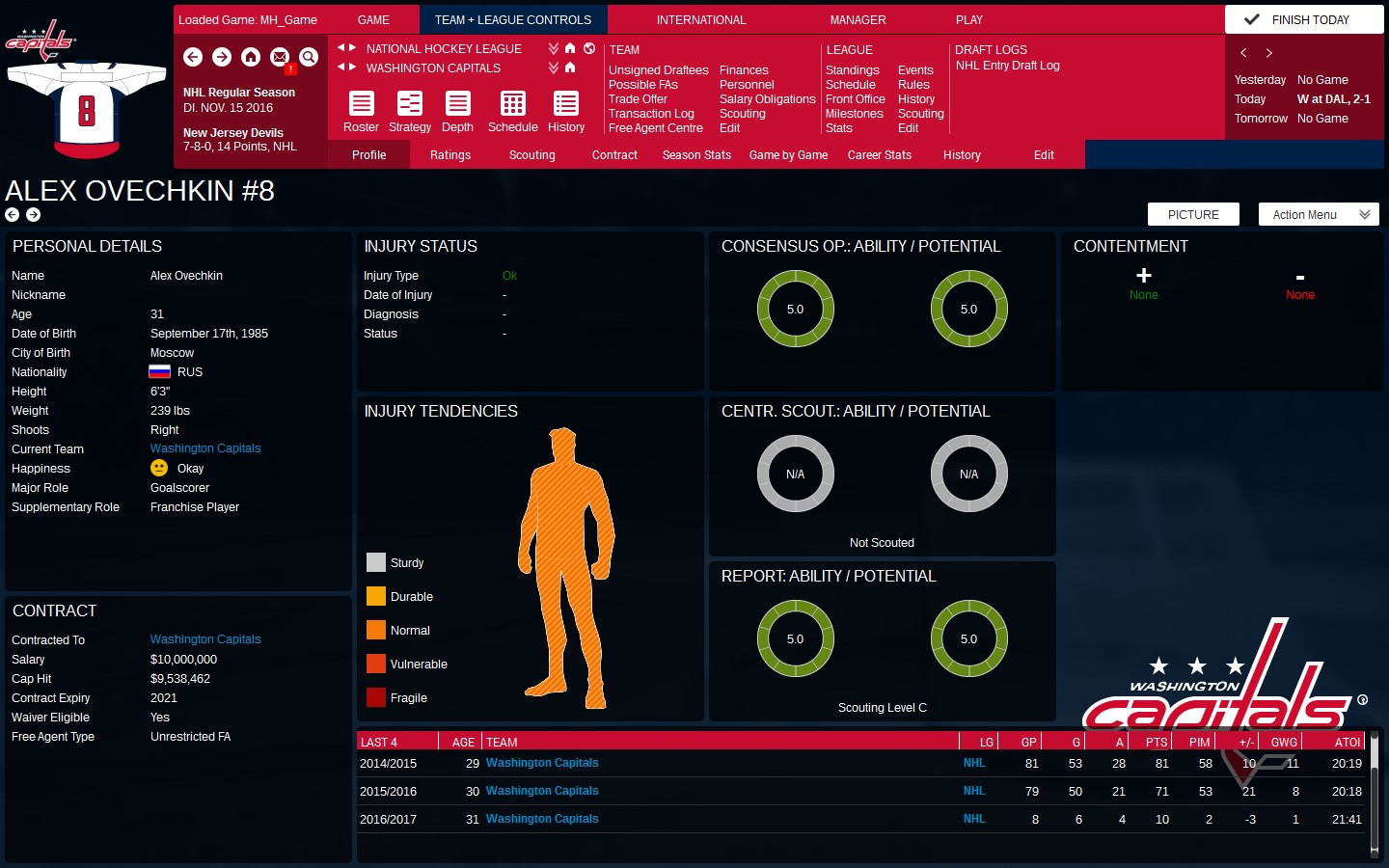 Captura: Franchise Hockey Manager 3